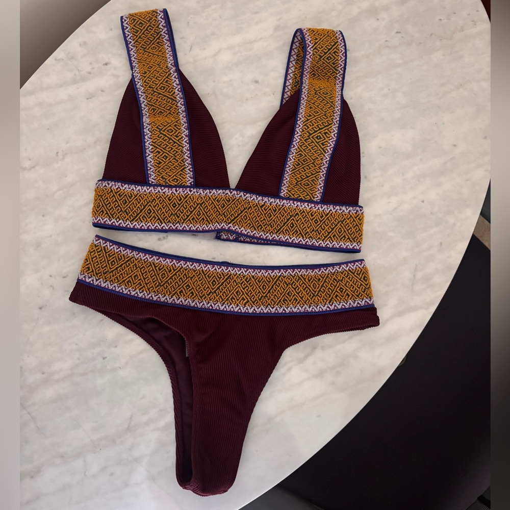 Elysiian Burgundy and Yellow Women's Bikini